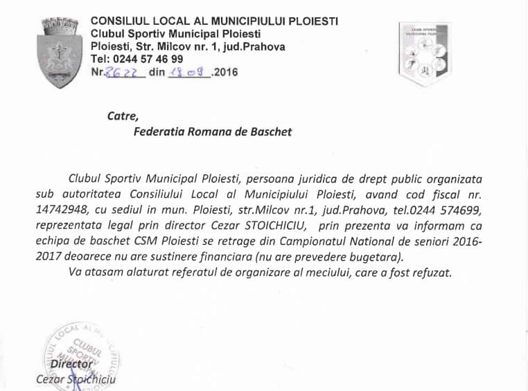 csm-ploesti-adresa-catre-federatia-de-baschet